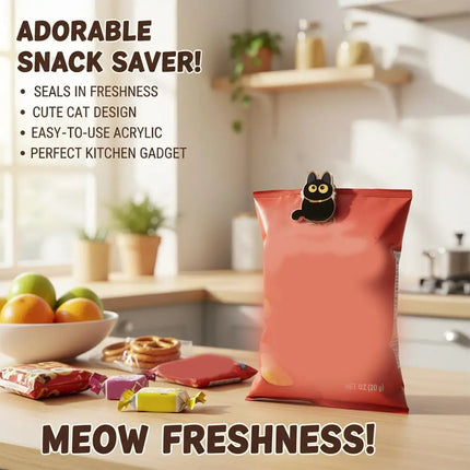 8pcs Black Cat Bag Clips Food Storage Creative Snack Clip Seasoning Bag Fresh-keeping Moisture-proof Cute Seal Clip Kitchen Tool