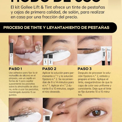 Gollee Classic Black Natural Eyelash Lifting Perm Treatment Makeup Set Lash and Brow Tinting Kit Easy For Beginner at Home
