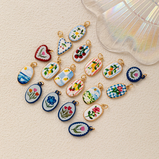 Fashionable DIY Jewelry Charms New Collection Flower Tulip Fruit Accessories for Creative charms for jewelry