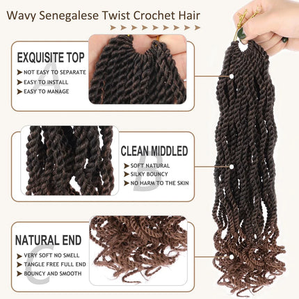 12inch Senegalese Twist Crochet Braid Hair Pre-Circled Twist Braids Goddess Synthetic Braid Hair Perfect for Halloween Christmas