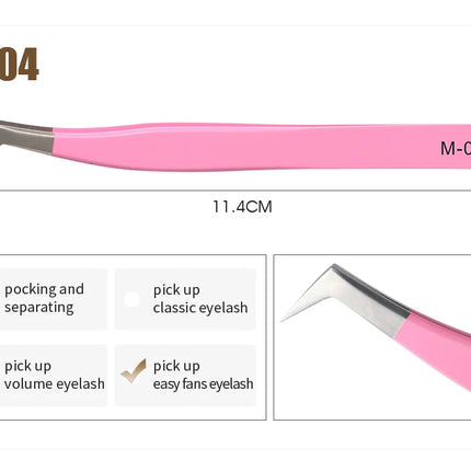 Natuhana Rose red Tweezers Stainless Steel  Tweezers High Precision Anti-static Tweezers for Eyelash Extensions Makeup