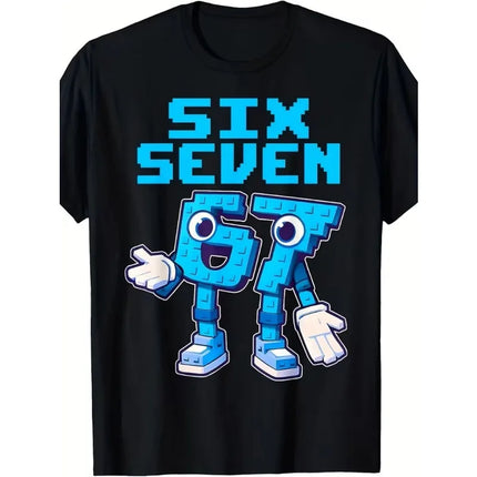 Pure Cotton Children's T-shirt 2026 Summer Number 67 Cartoon Print for Boys and Girls Casual Parent-child Wear Short Sleeved