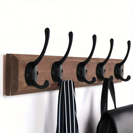 4Pcs Black Metal Coat Hook, Wall Mounted Retro Dual Hanging ,Utility Accessories, Simple Screw Installation 4Pcs Black Metal Coa