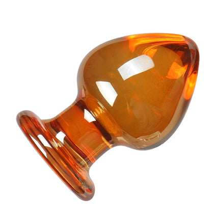 VaHppy Glass Anal Plugs Large 5.5cm Transparent/Golden SM BDSM Adult Sex Toys Unisex Lesbian Gay Anal Masturbator Stimulation
