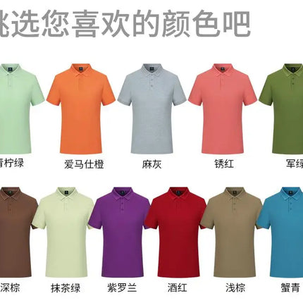 Summer 100% cotton overalls polo shirt custom company logo embroidered lapel short-sleeve T-shirt printing