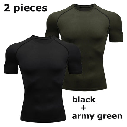 Men's Compression Shirts Summer Short Sleeves Tees T-shirt Gym Workout Fitness Running Tops Undershirts Baselayer Sportswear