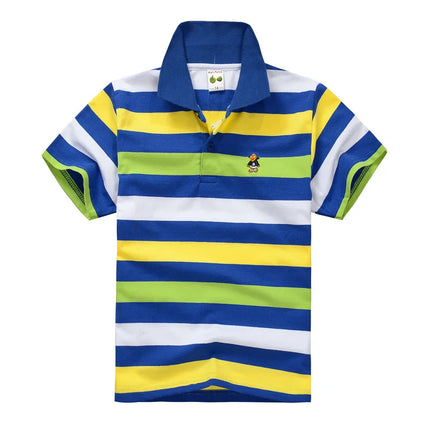 Summer Kids Polo Shirts Children's Short Sleeve Boys Top Polo Shirt Color Striped Teens Cotton Girls School Shirts 2-14Years
