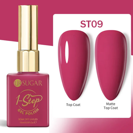 UR SUGAR 15ml 1-step Gel Polish 3 IN 1 Gel Nail Polish Pink Colors Nail Art Soak Off LED UV Gel Nail Varnishes For Nail DIY Arts