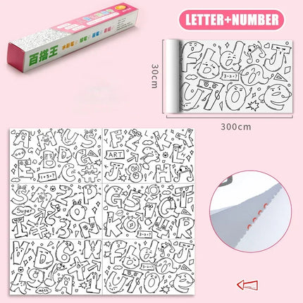Children Drawing Roll Sticky Coloring Paper Roll DIY Painting Toy Color Filling Paper Graffiti Scroll for Kids Educational Toys