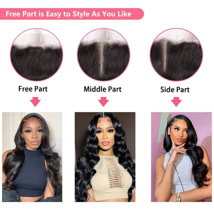 Black Closure13x4 Lace Preplucked Body Wave Closure 100% Human Hair Brazil Hair Nature Black For Woman