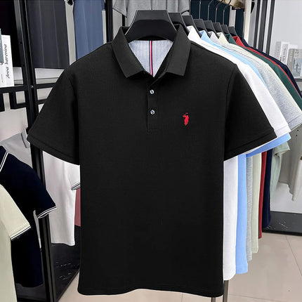 100% pure cotton high-end brand men's short sleeve polo shirt, summer fashion, original pony embroidery, golf polo, casual T-shirt