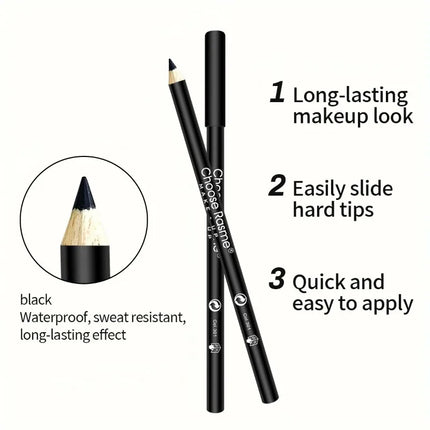 1/3Pc High Pigmented Eyeliner Pencil Black Wooden Eyeliner Eyebrow Pencil Hard Refill Smooth Black Long-Lasting Cosmetics Makeup