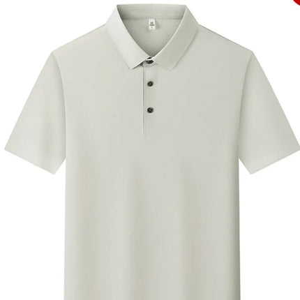 Men's 175G Silk Blended Polo Shirt Cool Feeling Short Sleeve Breathable Moisture Wicking Summer Seamless Golf Top Tees in Gray