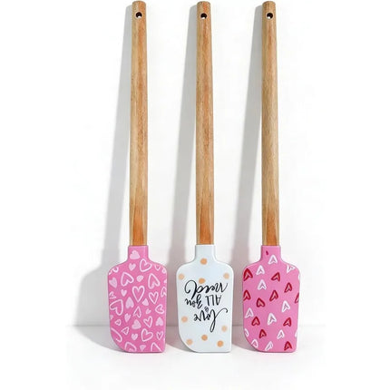 Silicone Spatula Set with Wooden Handles Food Grade Non-Stick for Cooking Baking Mixing Spreading Heat Resistant Utensils