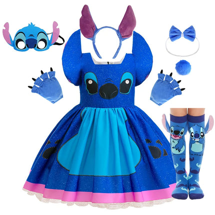 Baby Disney Movie Stitch Role Playing Costume Sets Cartoon Cute Princess Dress Stage Performance Purim Carnival Kids Dress
