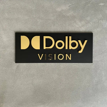 Dolby Atmos & DTS X Wall Signs Gold Mirror Acrylic Home Theater Plaque for Movie Room and Media Room Premium Cinema Room Decor