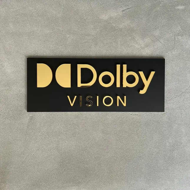 Dolby Atmos & DTS X Wall Signs Gold Mirror Acrylic Home Theater Plaque for Movie Room and Media Room Premium Cinema Room Decor