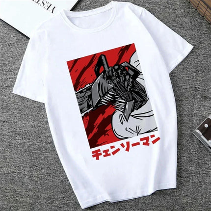 Japanese Anime Denji Tshirt Unisex Chainsaw women T Shirt Women Funny Cartoon Pochita Makima T-shirt Graphic Tees Tops Female 90