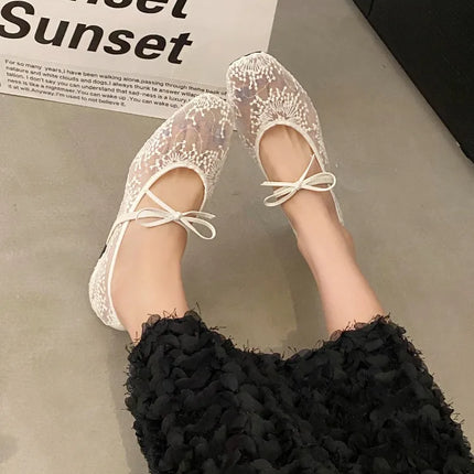 2026 Spring Lace Women Mary Jane Shoes Fashion Slip On Comfort Street Style Soft Sole Female Internal Elevation Dress Shoes