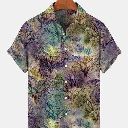 New Hawaii Spring/Summer Fashion Leisure Street Walk Tourist Beach Printed Full Open Short Sleeve Button Shirt, Quick Shipping