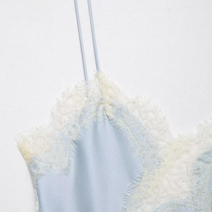 HH Sexy Women Asymmetrical Lace Slip Tops Summer Female Backless Sleeveless Off Shoulder Underwear Tanks Elegant Beach Camisole