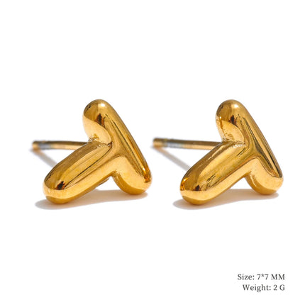 Yhpup 26 Initial Letter A-Z  Stainless Steel Gold Color Stud Earrings 18K PVD Waterproof Plated Daily Versatile Basic Jewelry