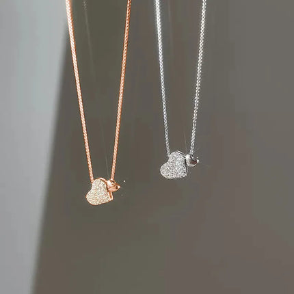 925 Sterling Silver Heart Necklace Personality Charm Geometric Shape Pendant Choker Birthday Gift for Women Exquisite Jewelry