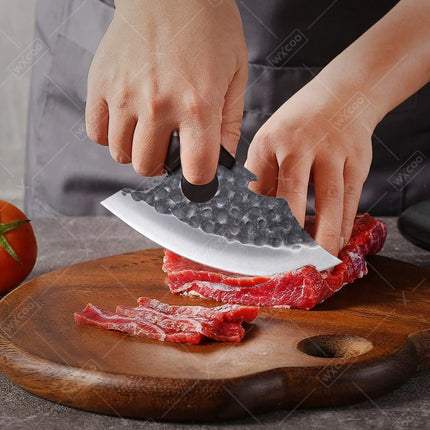 WXCOO High Carbon Hand forged Butcher Knives Stainless Steel BBQ Meat Cutting Kitchen Knife Multifucntional Cooking Chef Knife