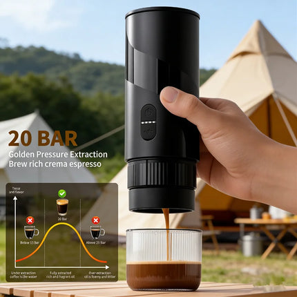 20 BAR Portable Electric Coffee Maker Capsule 2 in 1 Coffee Grinder Travel Coffee Maker for Car and Home Camping Outdoor
