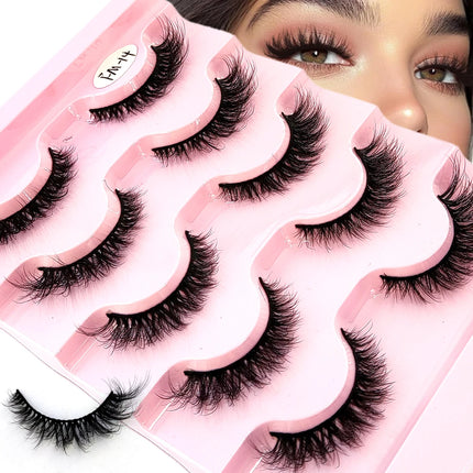 HBZGTLAD 3D natural cat eye fluffy soft cross 5 pairs of comic eyelashes Wispy natural eyelash extension eyelashes