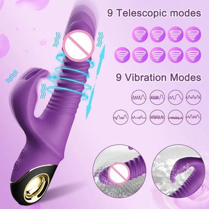 Thrusting Wiggle Rabbit Vibrator for Women Vagina G-Spot Vibrator Clitoris Stimulator Female Masturbation Sex Toy for Women