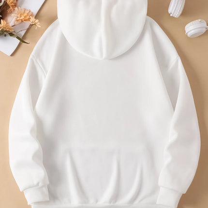 Creative Blue Bow Fresh Style Printed Hoodie for Women in Autumn and Winter 2025 Long Sleeved Hoodie for Women's Clothing