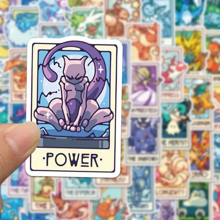 60pcs Pokemon Tarot Card Stickers Decals Cute Dragonite The Messenger Stickers for Laptop Luggage Decor Kids Toys