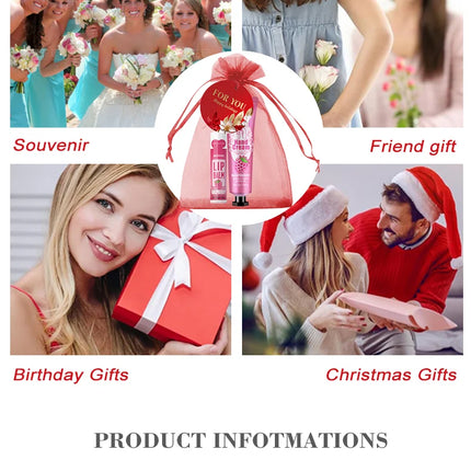 24PCS/box lip balm in bulk, hand cream in bulk thank you card and red gauze bag, wedding gift to guests, Christmas and New Year
