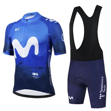 Movistar Pro Team Summer Cycling Jersey Suit Men's Breathable Mountain Bicycle Clothing Set Bike Mountain Maillot Ropa Ciclismo
