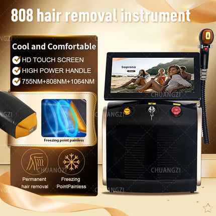 Painless Freezing Point 808nm Diode Laser Hair Removal Machine, Permanent Full Body Skin Rejuvenation Beauty Device