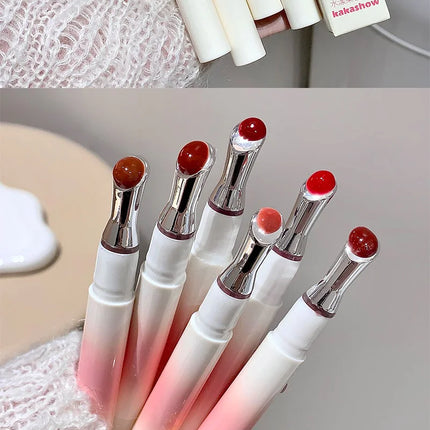 Kakashow Mirror Watery Lip Gloss Iron Brush Head Jelly Lipgloss Moisturizing Lip Tint Lipstick Nature Nude Lips Makeup Cosmetics