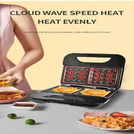 Household Multi-Functional 7-In-1 Waffle Maker Not Stick To Baking Plates Thin, Pancakes, Sandwiches, Donuts Grilled Meat