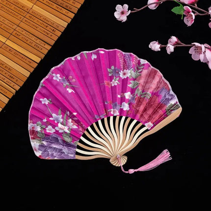 Japanese Shell Fan Summer Folding Silk Fan Chinese Retro Portable Women Bamboo Dance Fans Mini Wedding Gift Hand Fans Home Decor