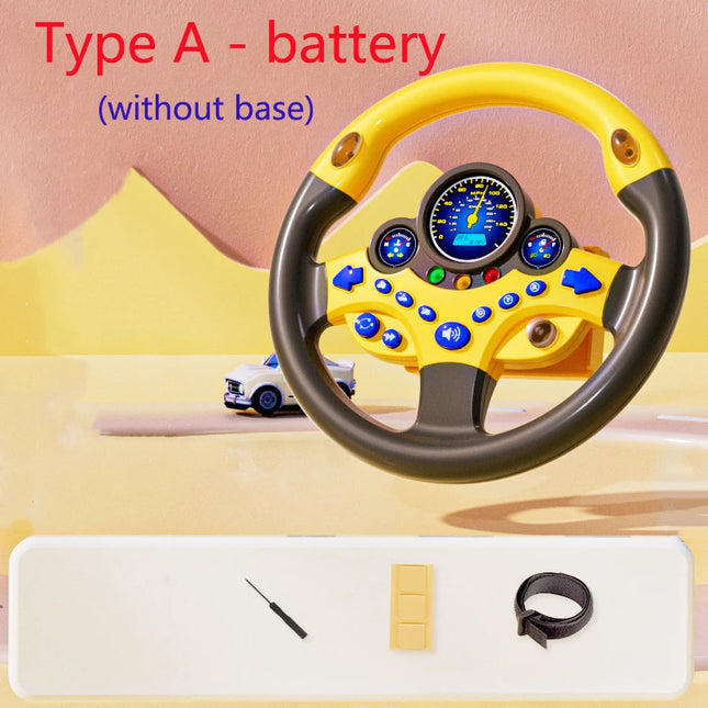 Kids Steering Wheel Toy - Backseat Pretend Play with Lights & Music - Fun Preschool Driving Simulator Gift for Toddlers