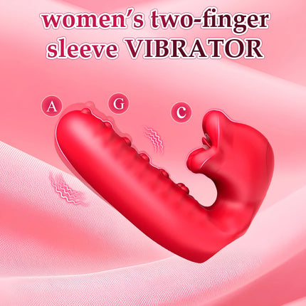 10 Frequency Rose Double Vibration Finger Cover For Female Clitoris Stimulation G-spot Anal Massage Sex Toy Adult Product ﻿