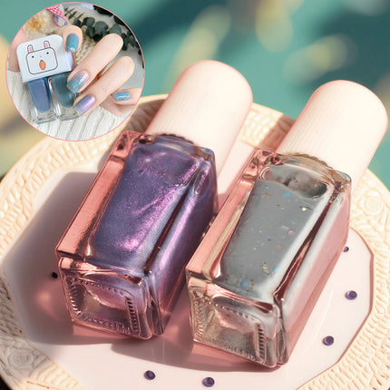D23 Blue Dream 2-Bottle Set Nail Polish No-Bake Quick-Dry Long-Lasting Peelable Water-Based Triple Color Nail Polish