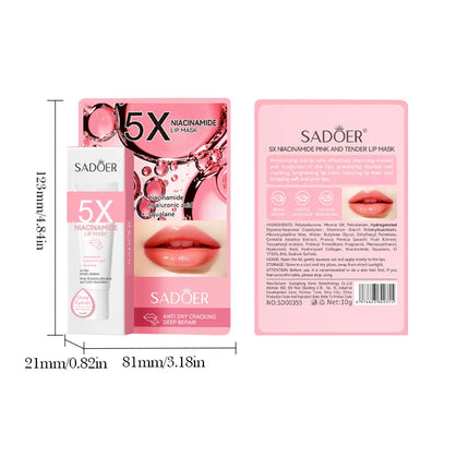 SADOER 5x Niacinamide Lip Care Tint Moisturizing Lip Balm & Anti-Chap Lip Mask Ceramide Lip Balm Vitamin C Lipstick Cute Makeup