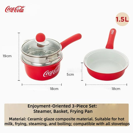Coca Cola 304 Stainless Steel Steamer,flat bottomed non stick pan, steak, fried egg, waffle, cooking essentials Home Cooking