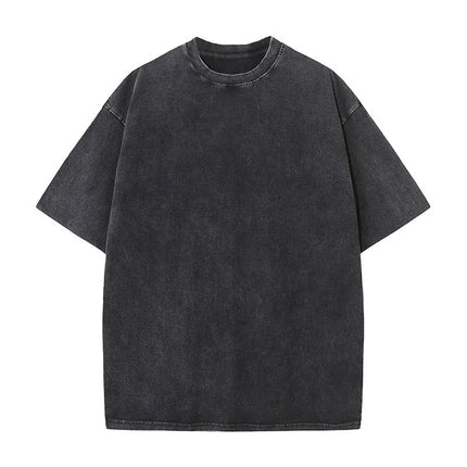Summer fashion men's washed T-shirt cotton retro faded unisex basic T-shirt short-sleeved loose sports top