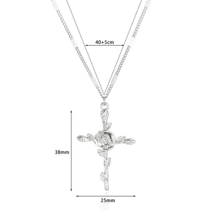 Stainless Steel Jesus Cross Necklace For Women Men Gold Color Caravaca Angels Crucifix Charm Choker Rapper Jewelry Hip Hop Gift