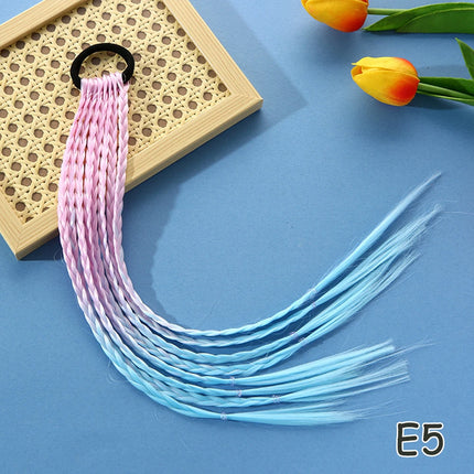 AZQUEEN Synthetic Colored Long Braided Ponytail Extensions With Elastic Band Rainbow Braid Pony Tail Hairpiece For Girl Kids