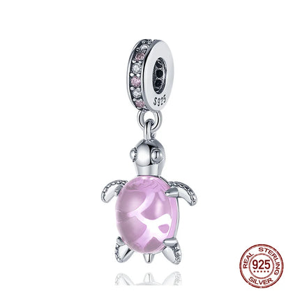 Charm 925 Silver Blue Ocean Life Theme Charm Beads Fit 3mm Original Bracelet For Women DIY Pendants Luxury Jewelry Gift Hot Sale