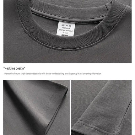 250GSM Customized Printed LOGO Solid 100% Cotton T-shirts Basic Tee Casual Oversized Drop Shoulder Quality Short T-shirt Men