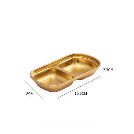 304 Stainless Steel Korean-style Dinner Plate, Gold Dipping Plate Sauce Plate, Barbecue Tableware Multi-functional Tableware